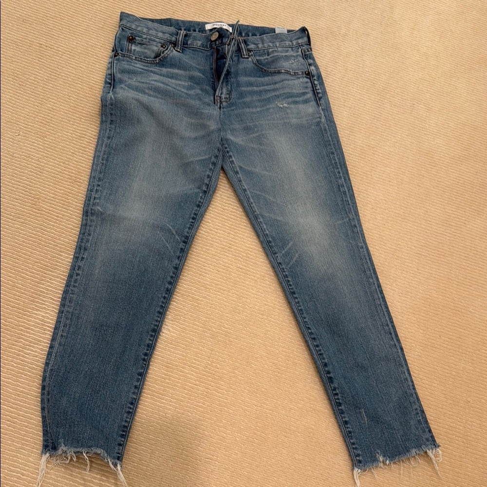 Moussy Faded Blue Cropped Straight Jeans